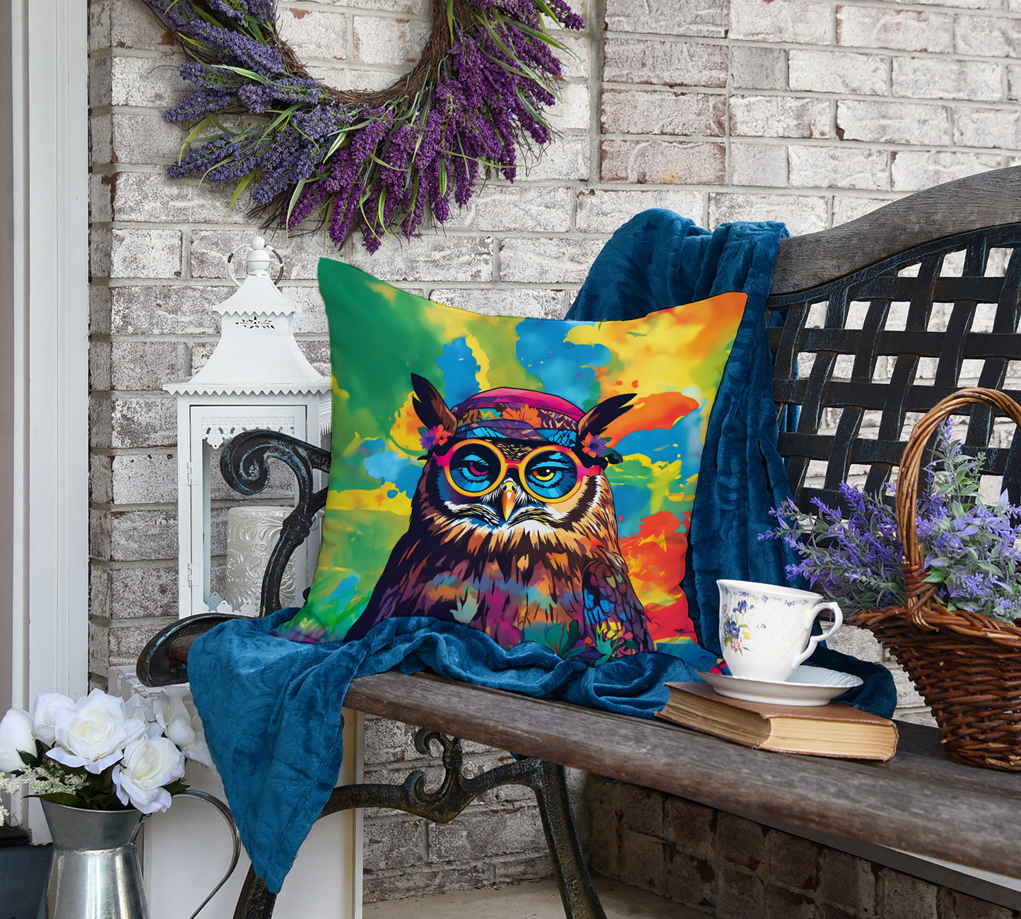 Hippie Animal Owl Throw Pillow