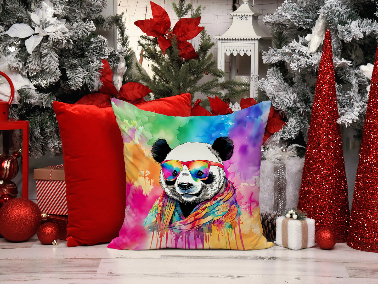 Hippie Animal Panda Throw Pillow