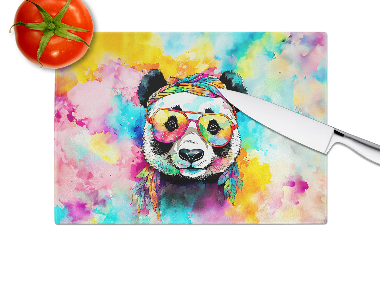 Hippie Animal Panda Glass Cutting Board