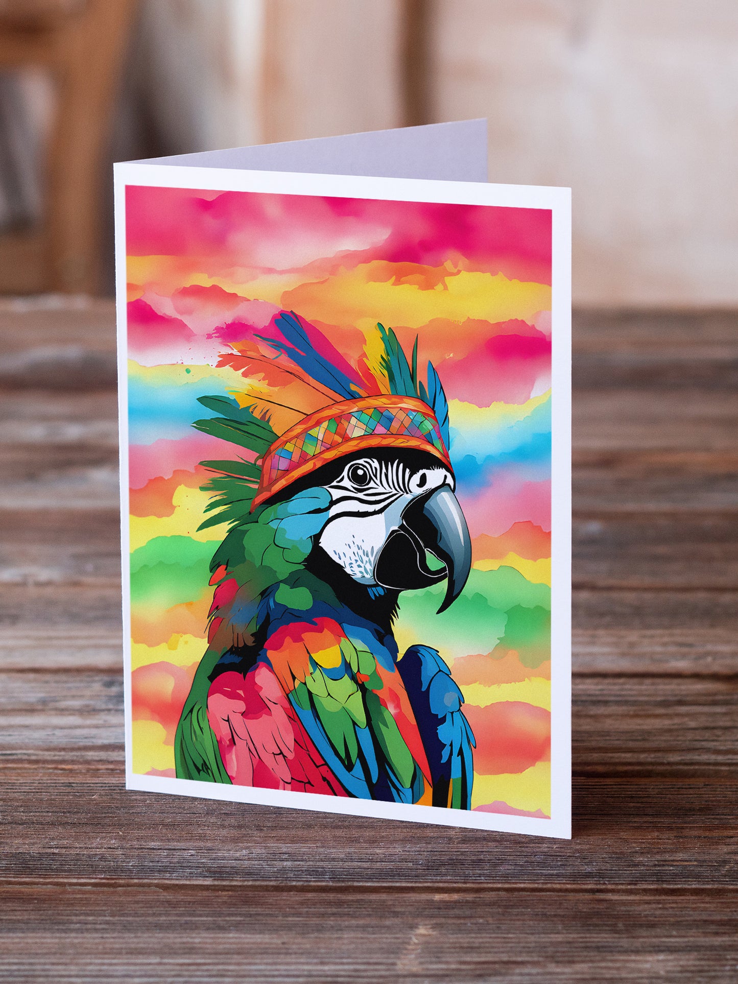 Hippie Animal Parrot Greeting Cards Pack of 8