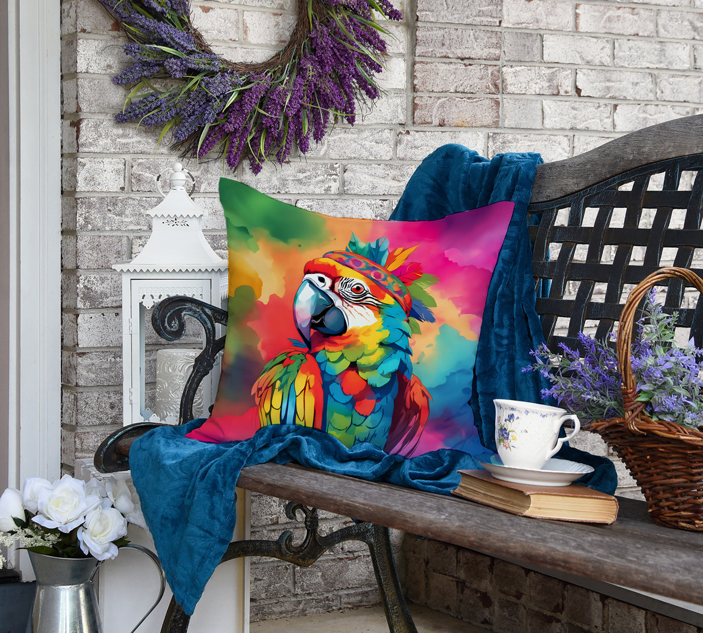 Hippie Animal Parrot Throw Pillow