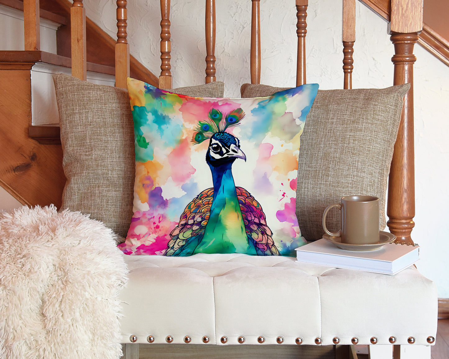 Hippie Animal Peacock Throw Pillow