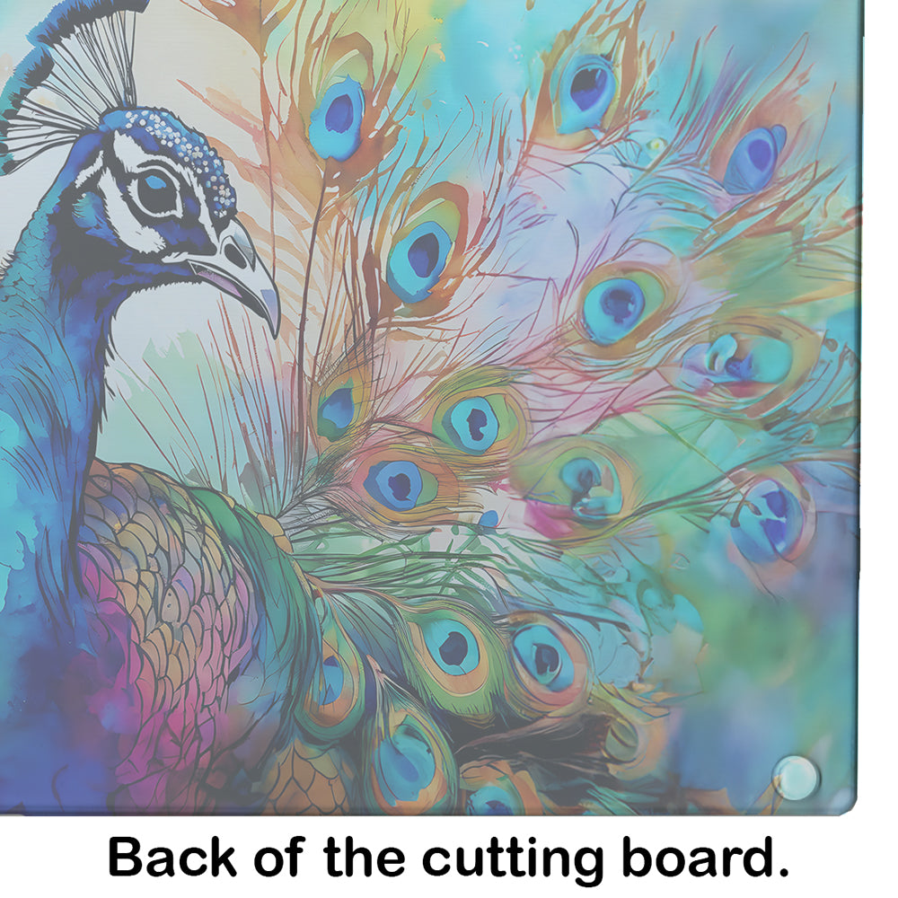 Hippie Animal Peacock Glass Cutting Board