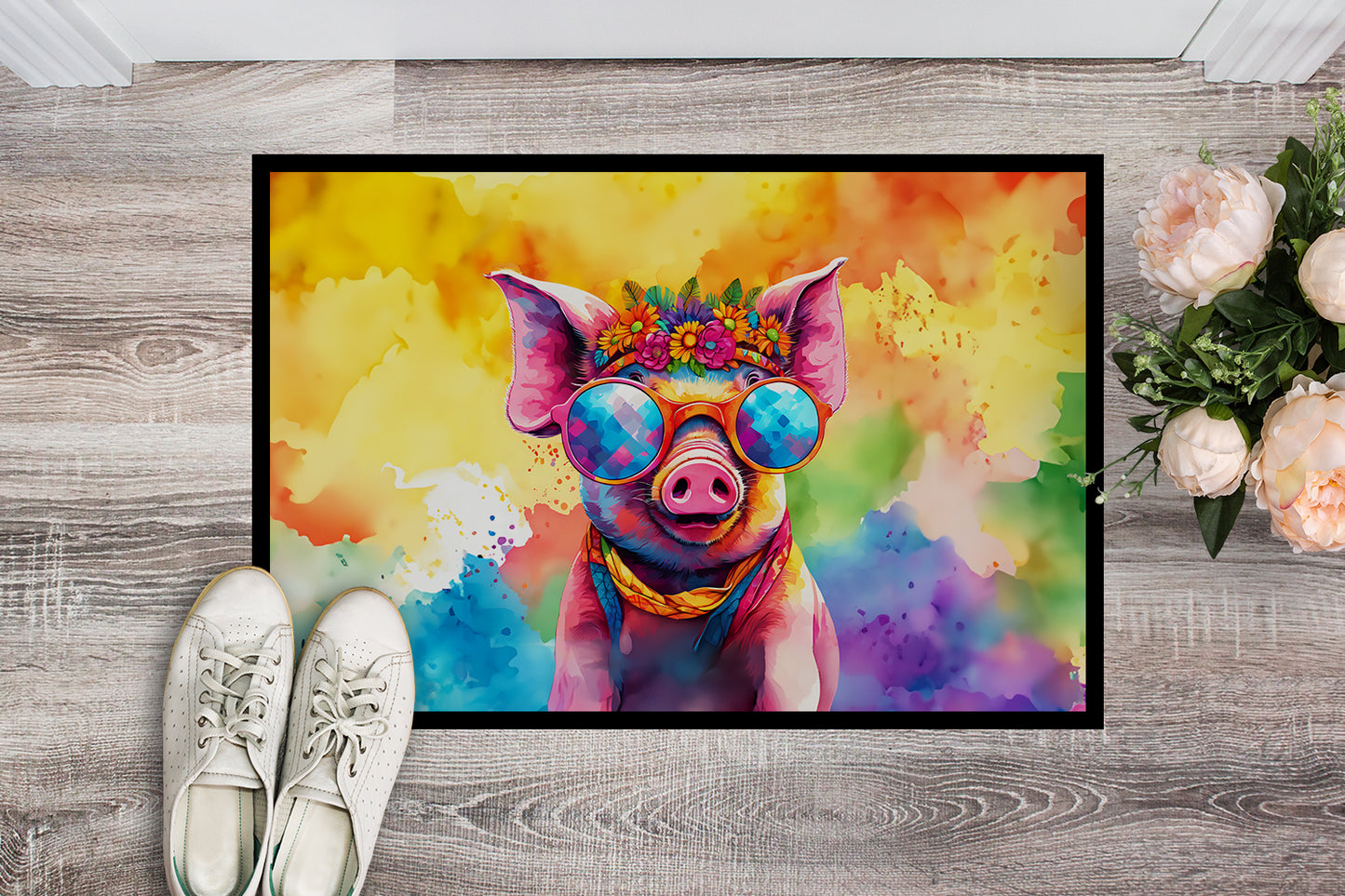 Hippie Animal Pig Doormat