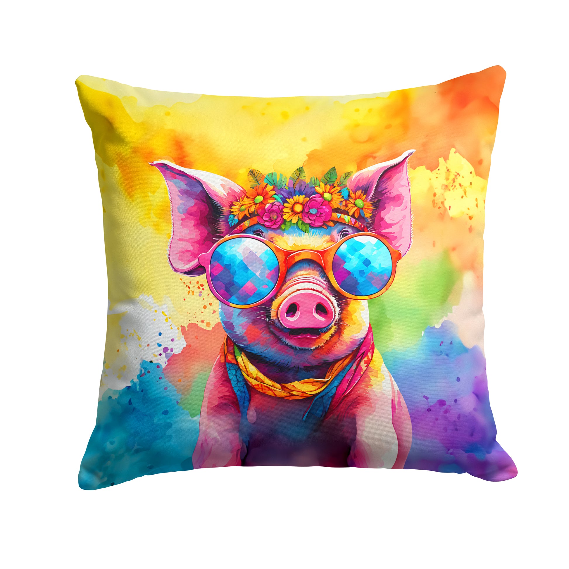 Buy this Hippie Animal Pig Throw Pillow