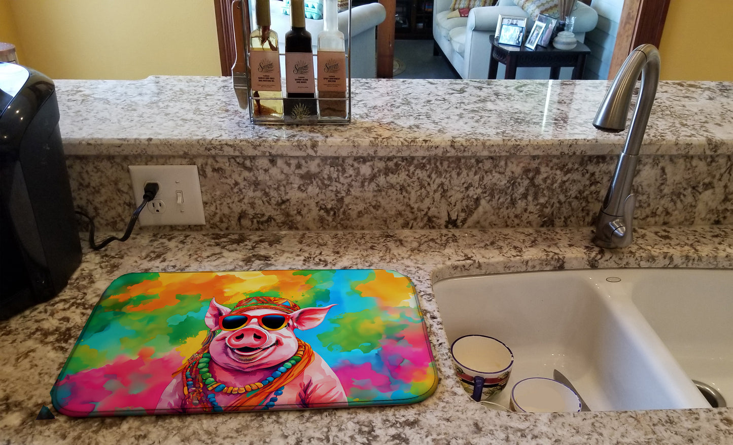 Hippie Animal Pig Dish Drying Mat