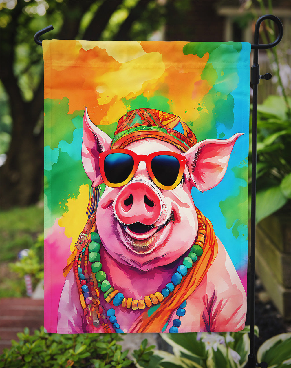 Hippie Animal Pig Garden Flag