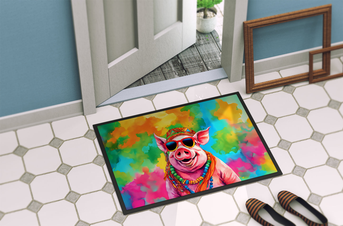 Hippie Animal Pig Doormat