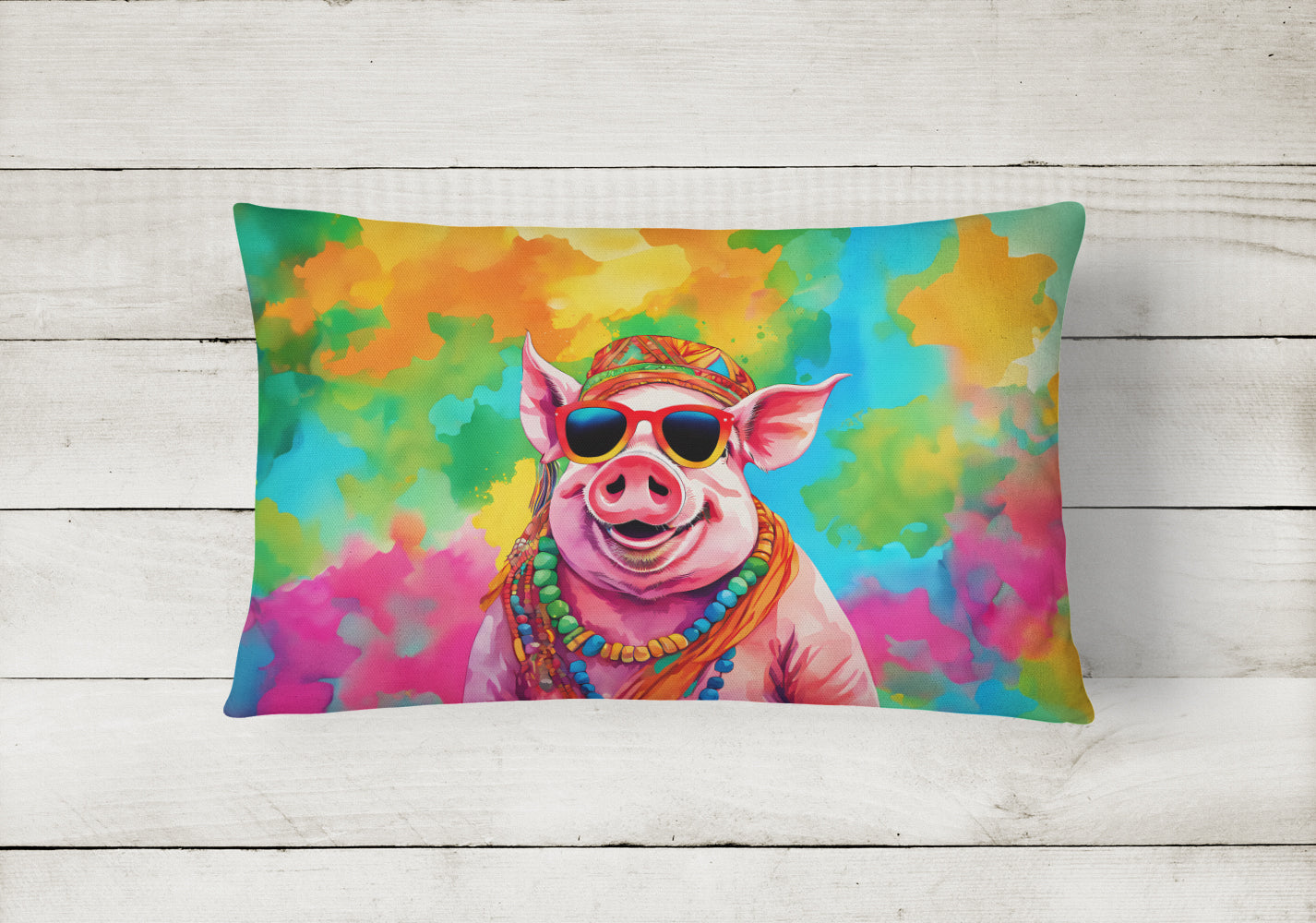 Hippie Animal Pig Throw Pillow