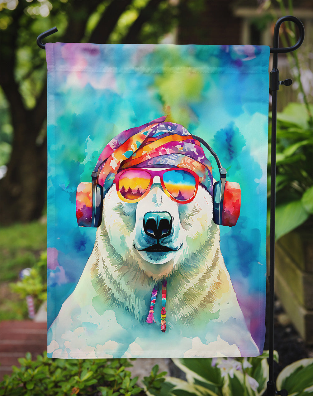 Hippie Animal Polar Bear Garden Flag