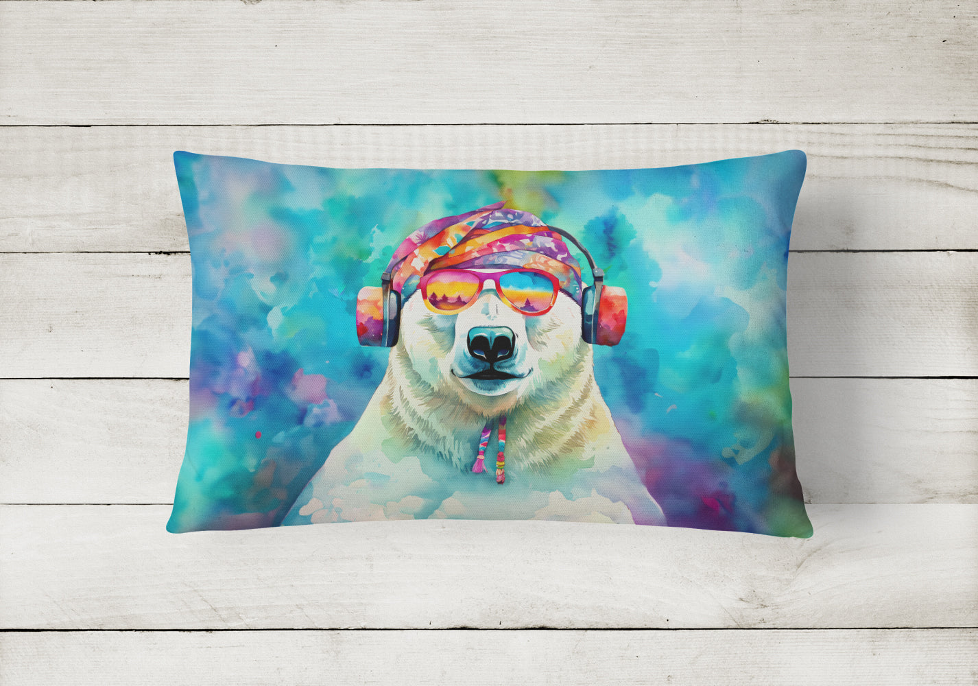 Hippie Animal Polar Bear Throw Pillow