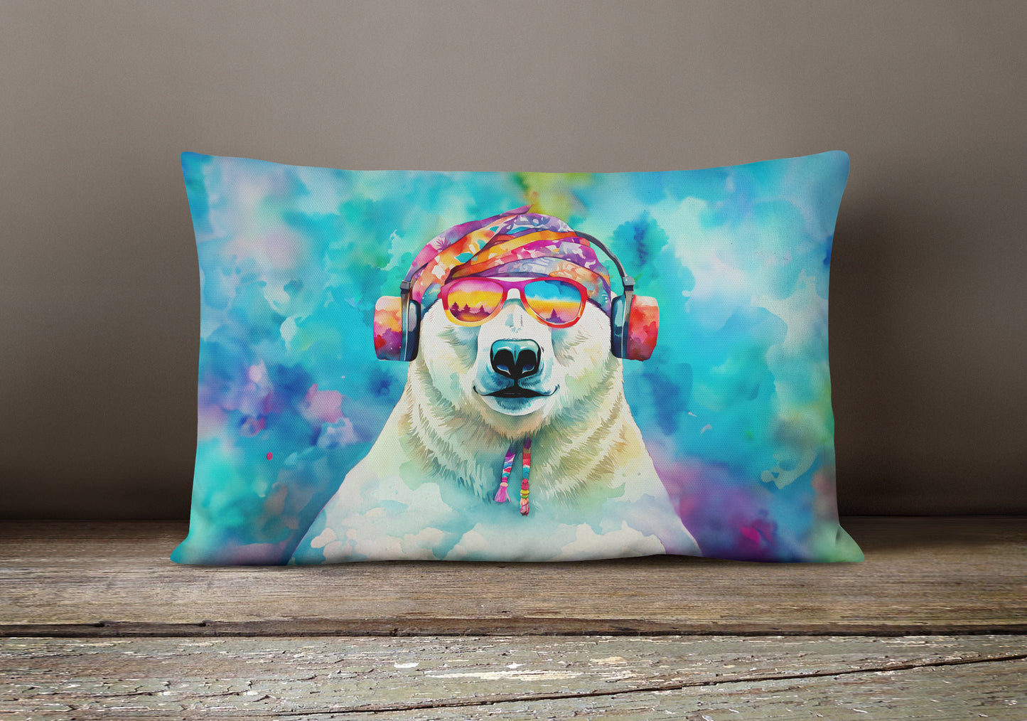 Hippie Animal Polar Bear Throw Pillow