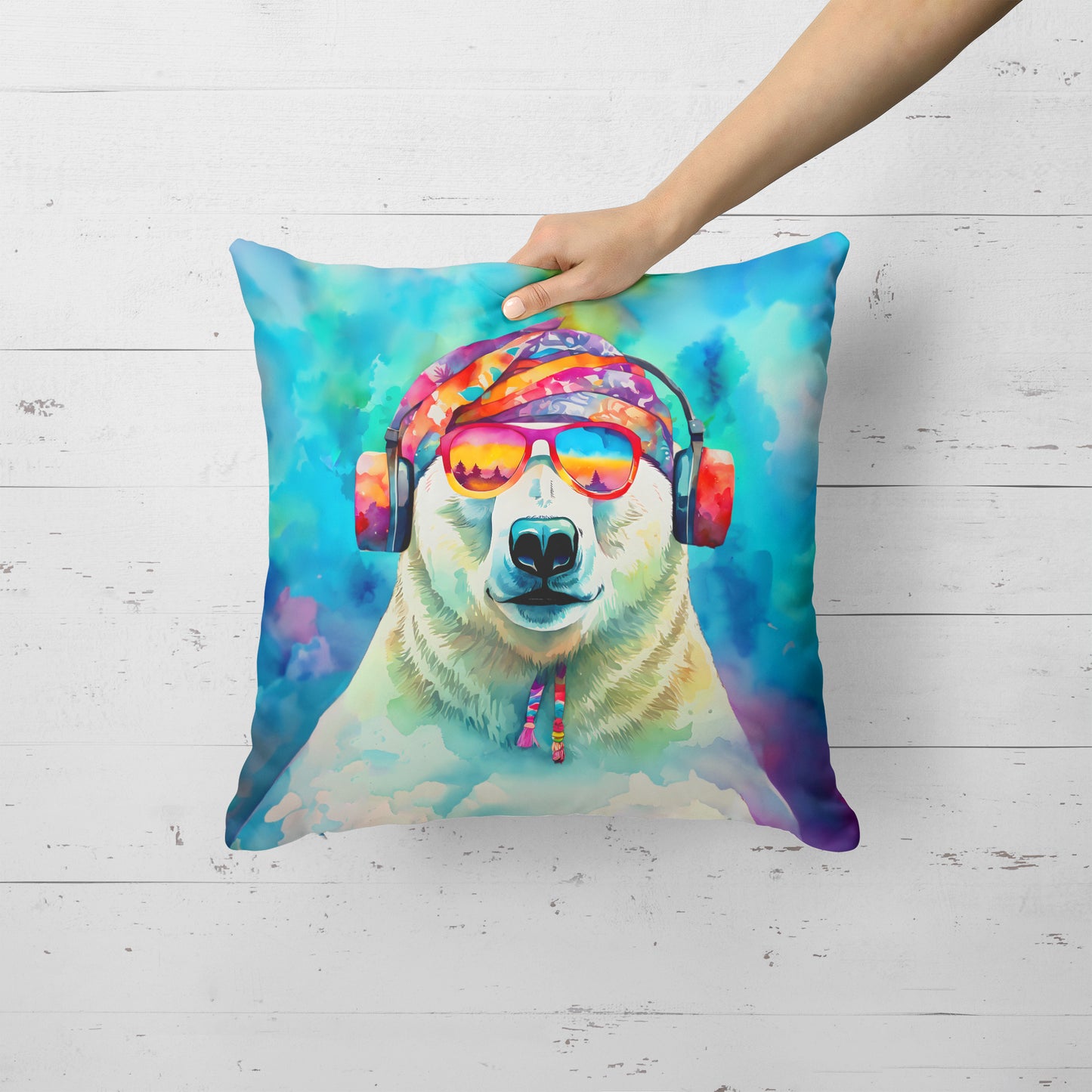 Hippie Animal Polar Bear Throw Pillow