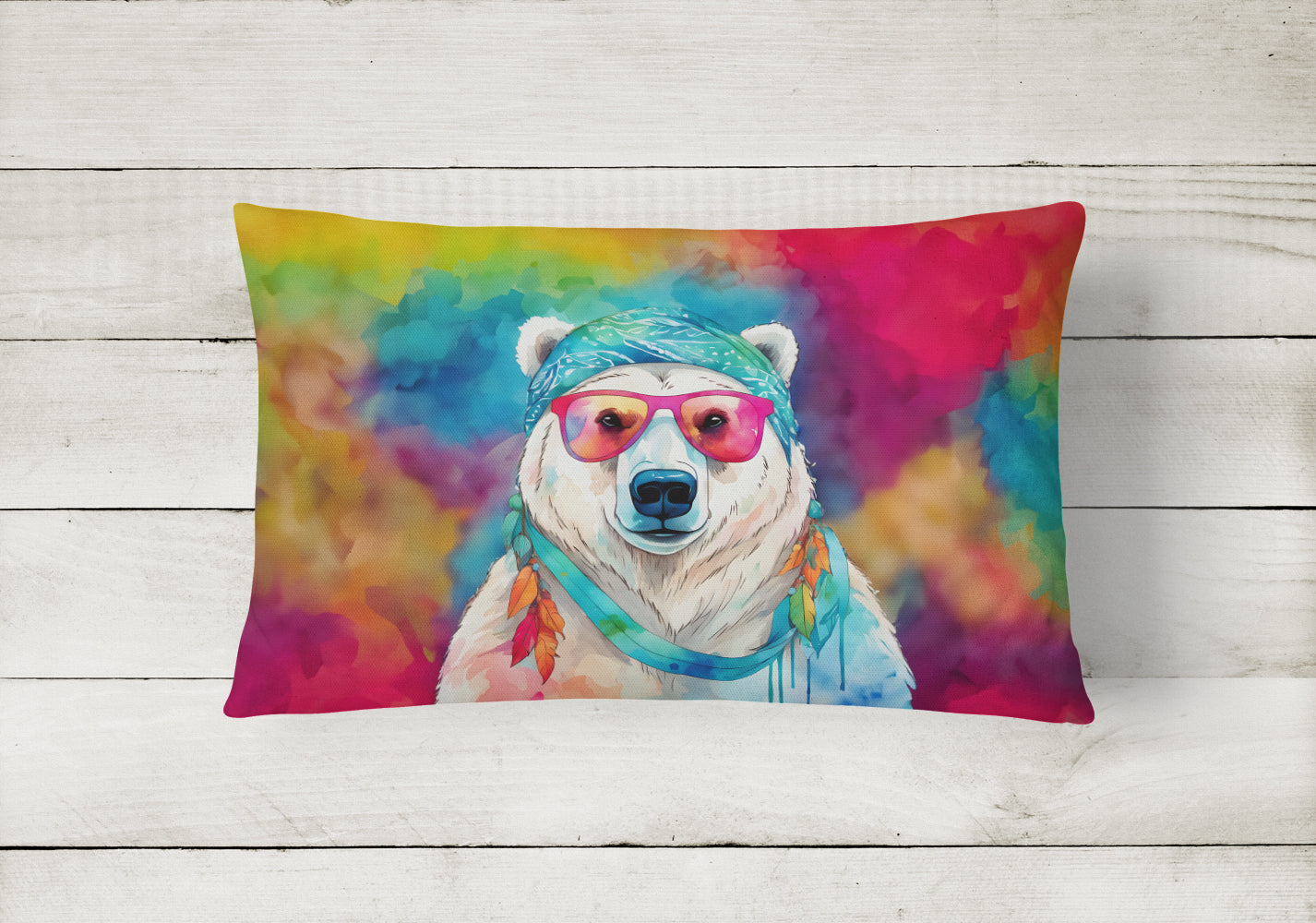 Hippie Animal Polar Bear Throw Pillow