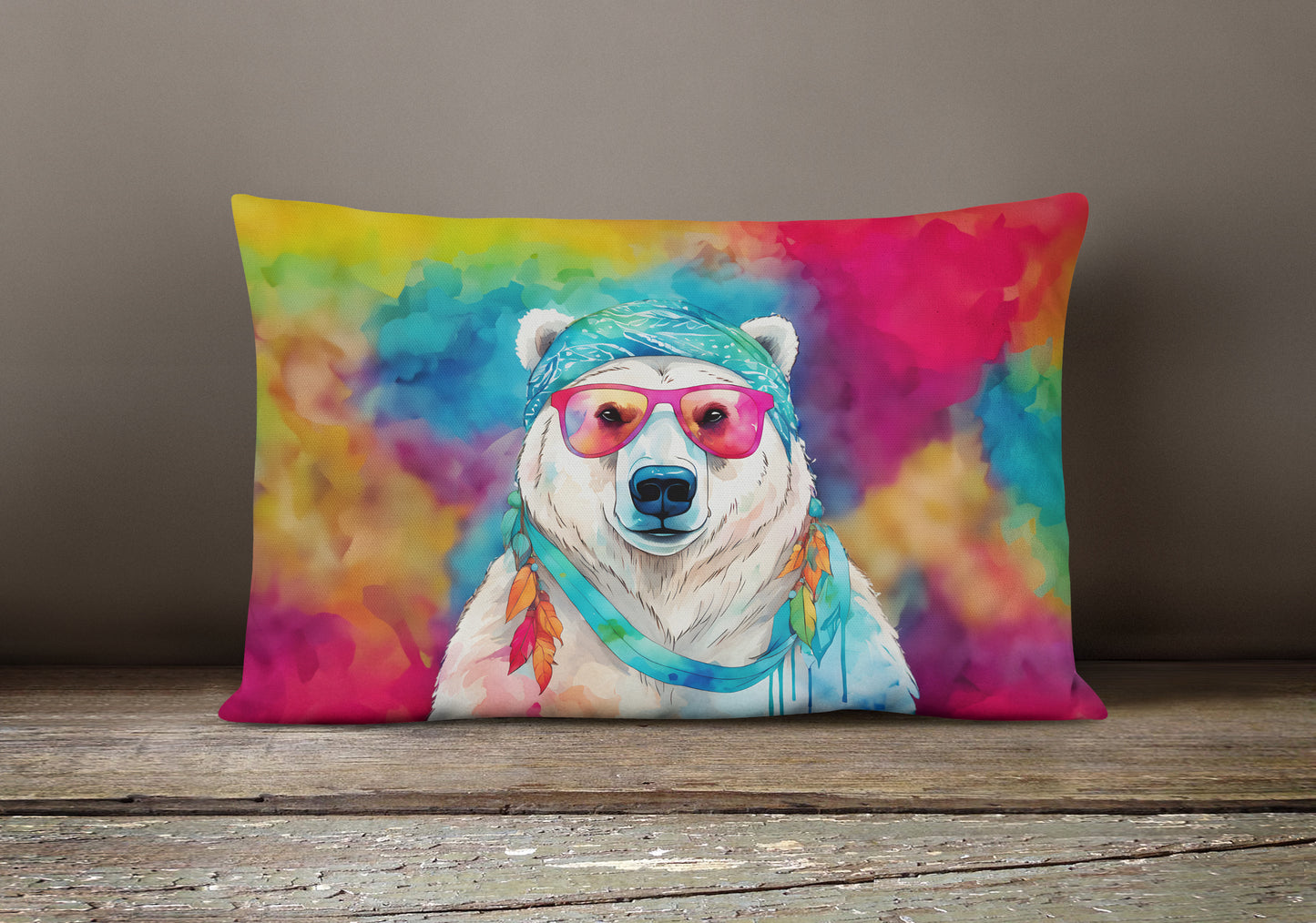 Hippie Animal Polar Bear Throw Pillow