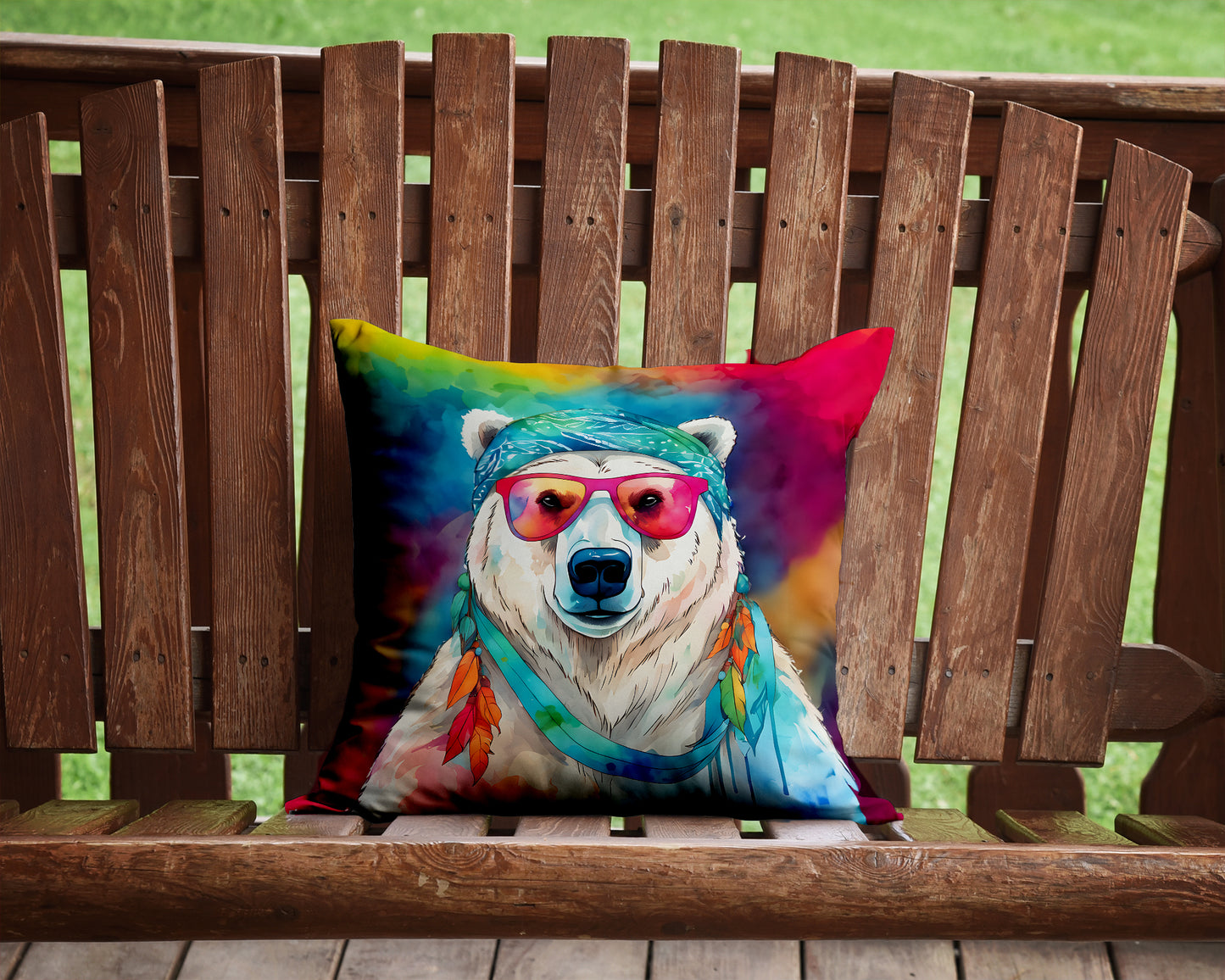 Hippie Animal Polar Bear Throw Pillow