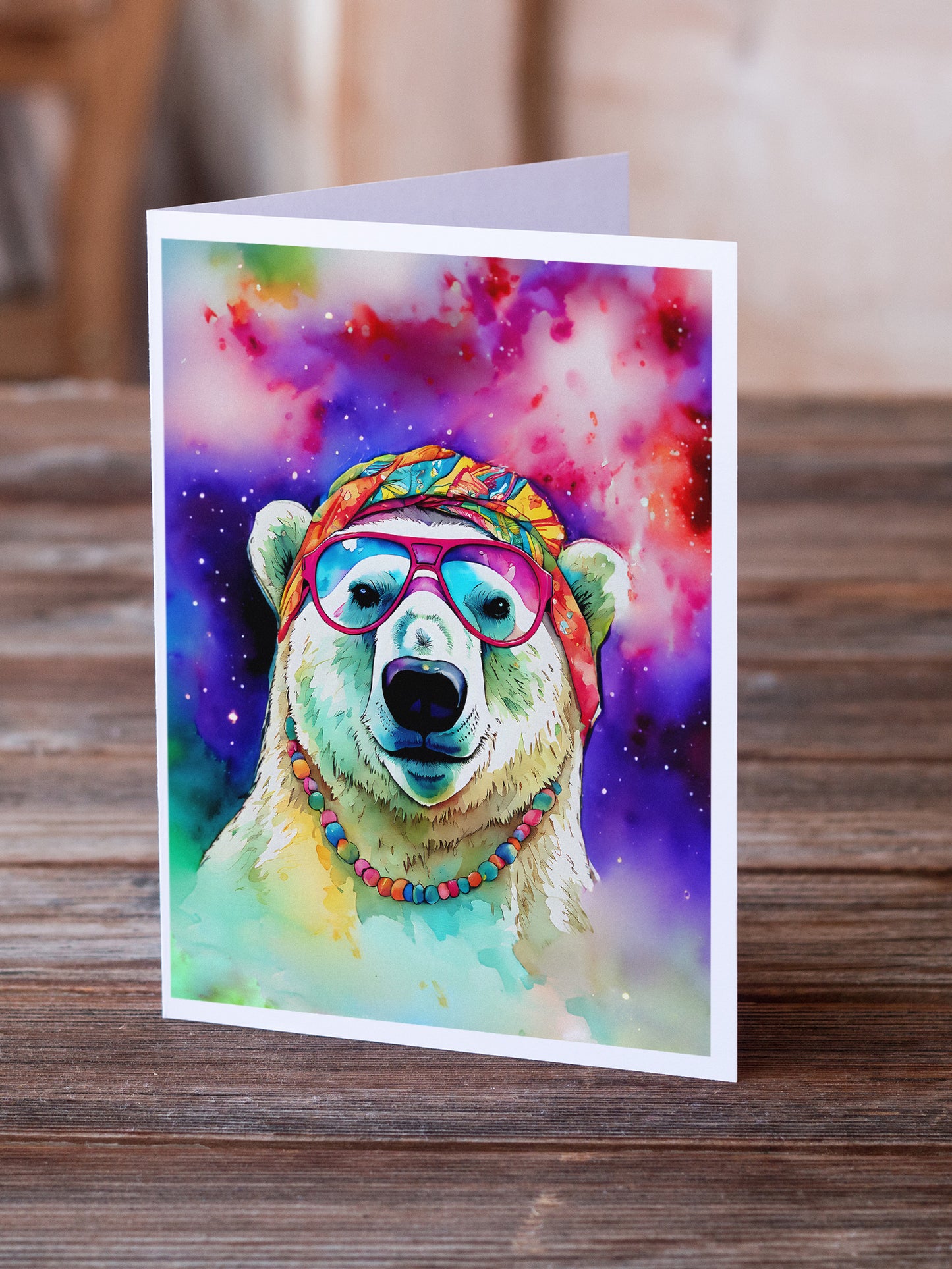 Hippie Animal Polar Bear Greeting Cards Pack of 8