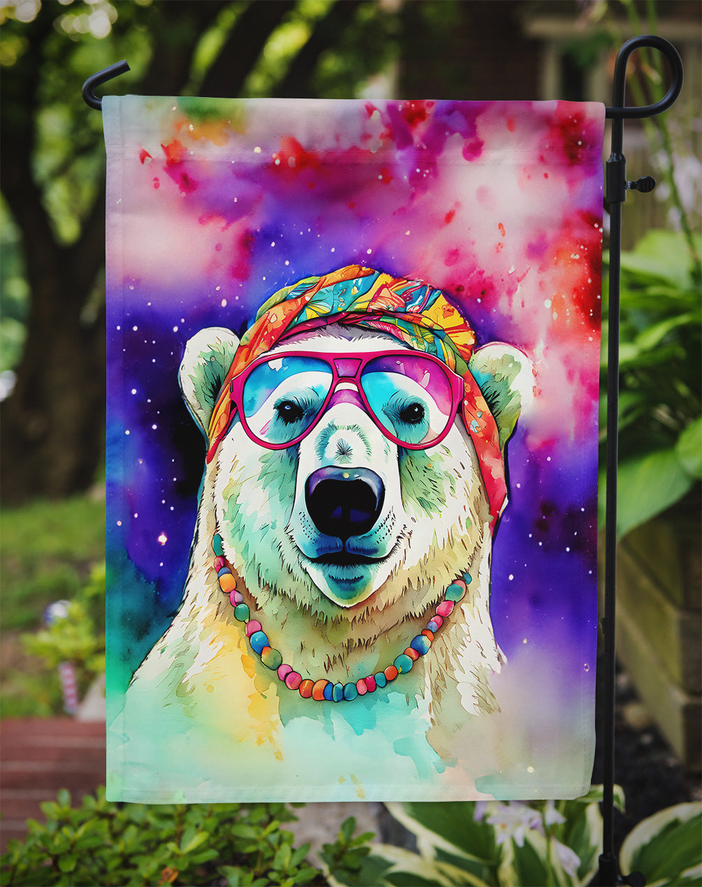 Hippie Animal Polar Bear Garden Flag