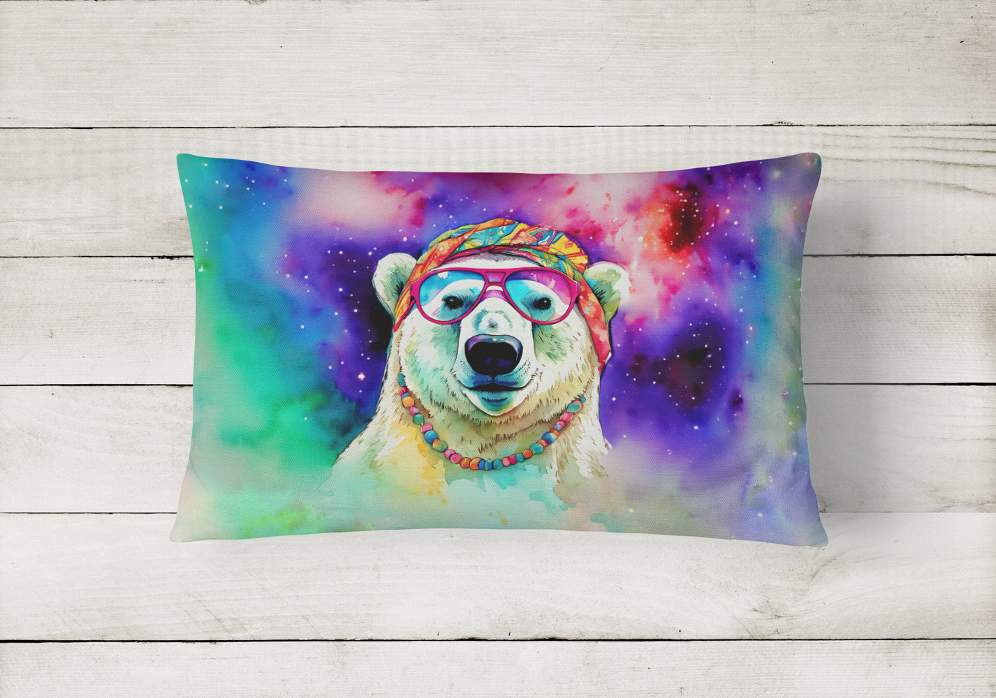 Hippie Animal Polar Bear Throw Pillow