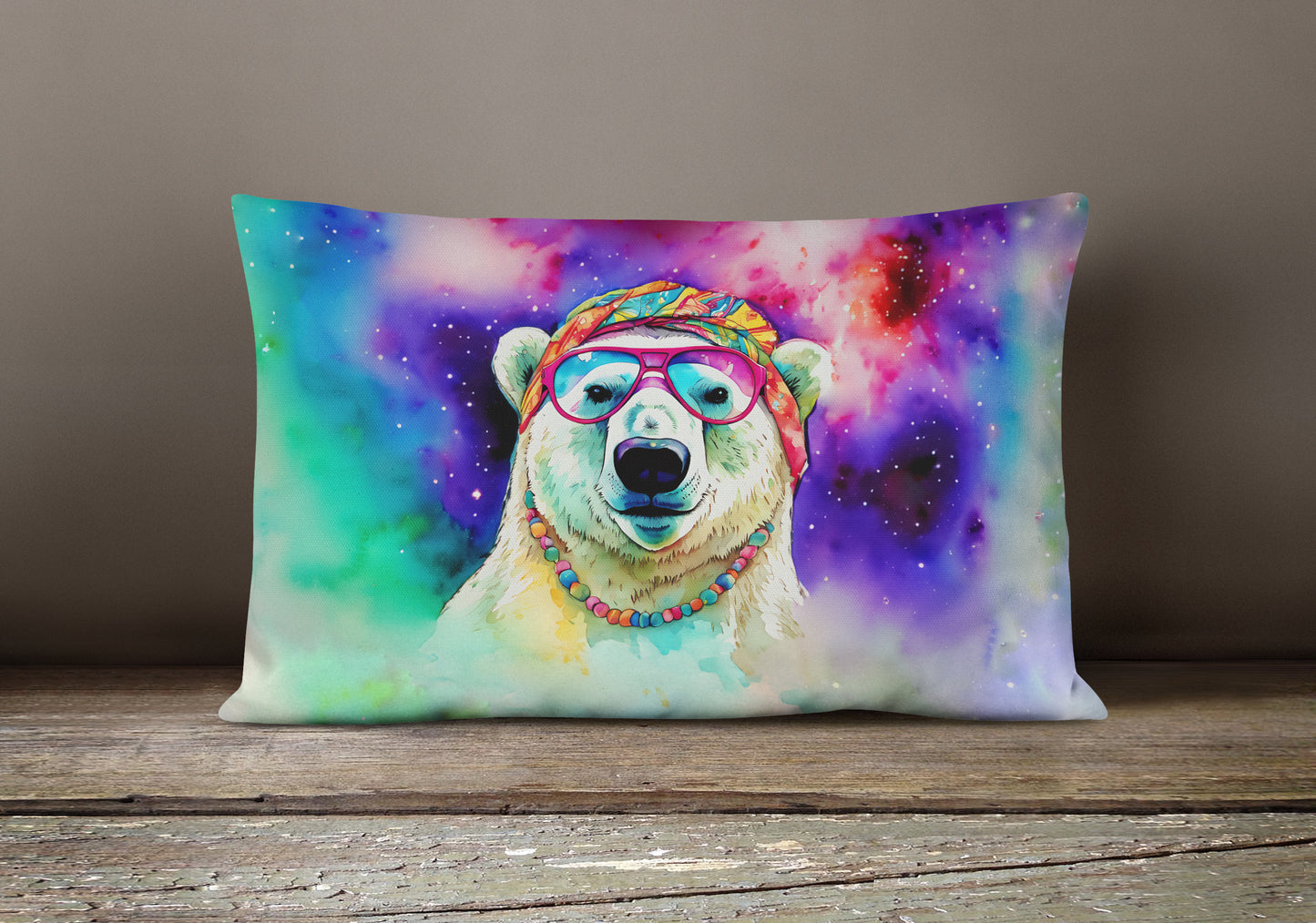 Hippie Animal Polar Bear Throw Pillow