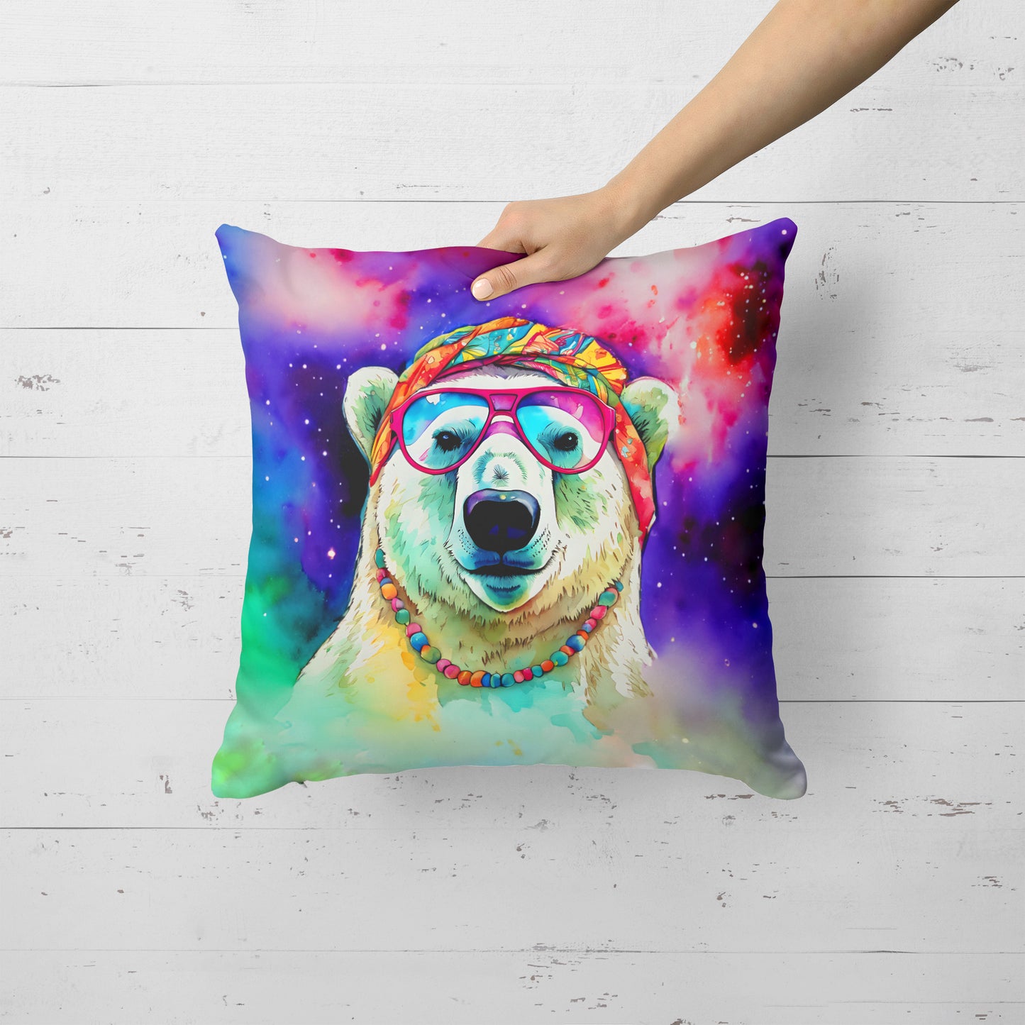 Hippie Animal Polar Bear Throw Pillow