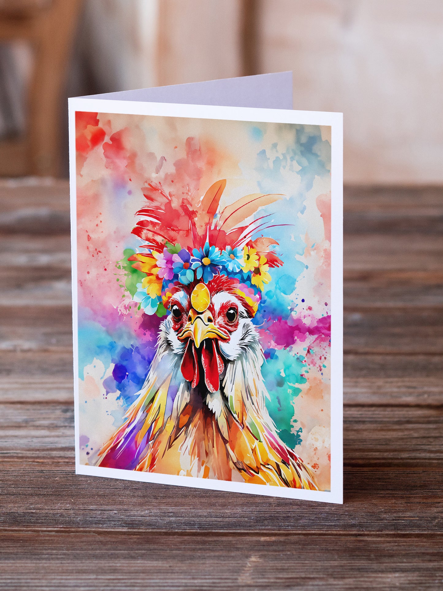 Hippie Animal Polish Poland Rooster Greeting Cards Pack of 8