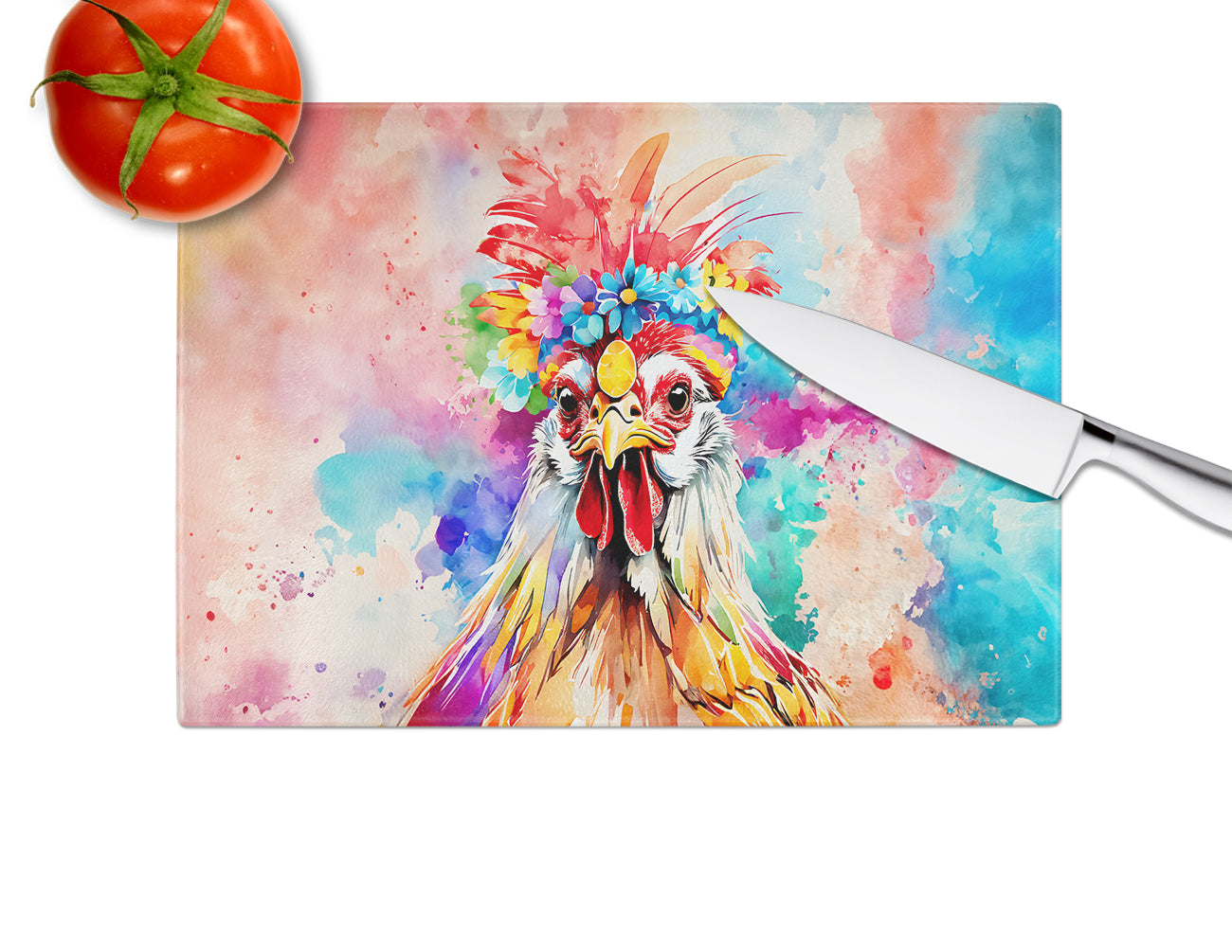 Hippie Animal Polish Poland Rooster Glass Cutting Board