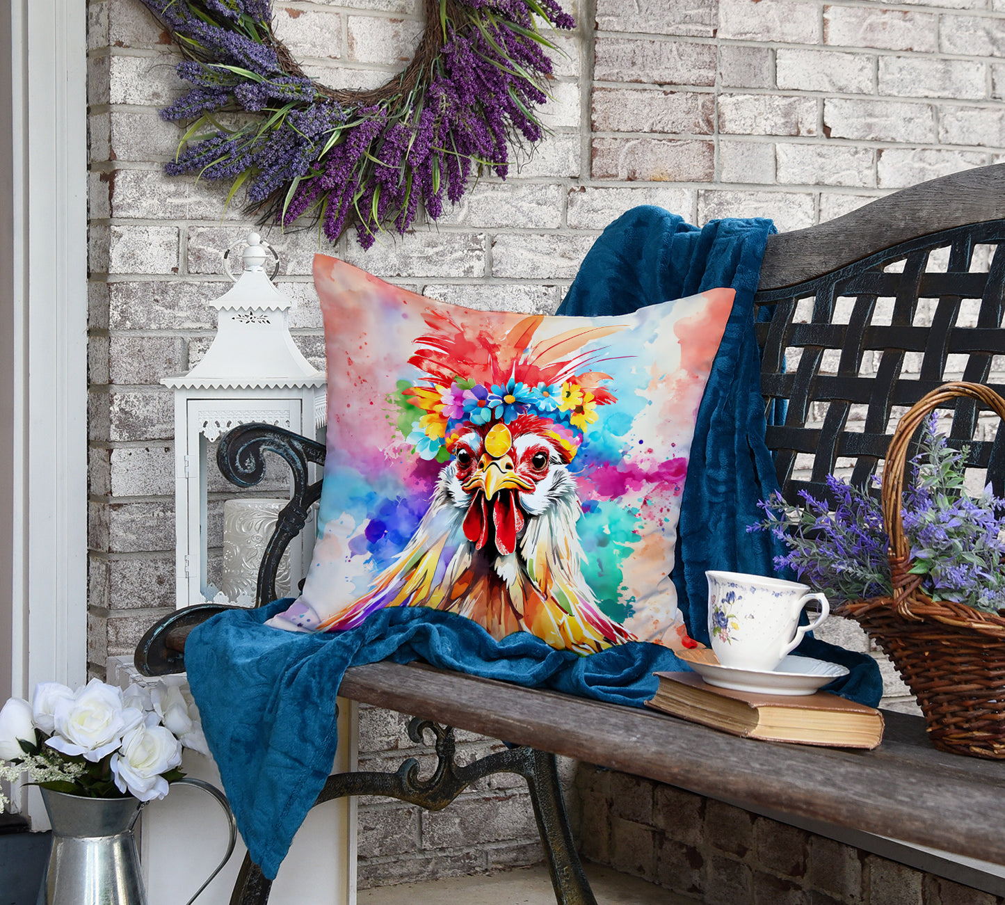 Hippie Animal Polish Poland Rooster Throw Pillow