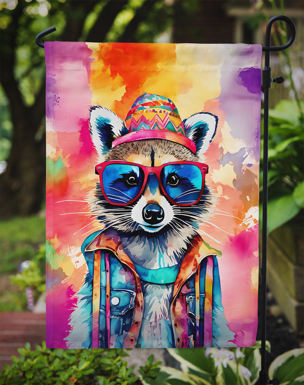 Hippie Animal Raccoon Garden Flag