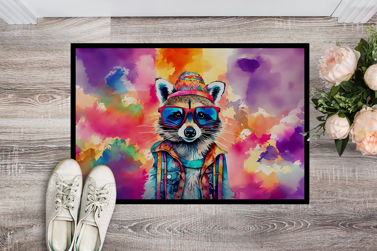 Hippie Animal Raccoon Doormat