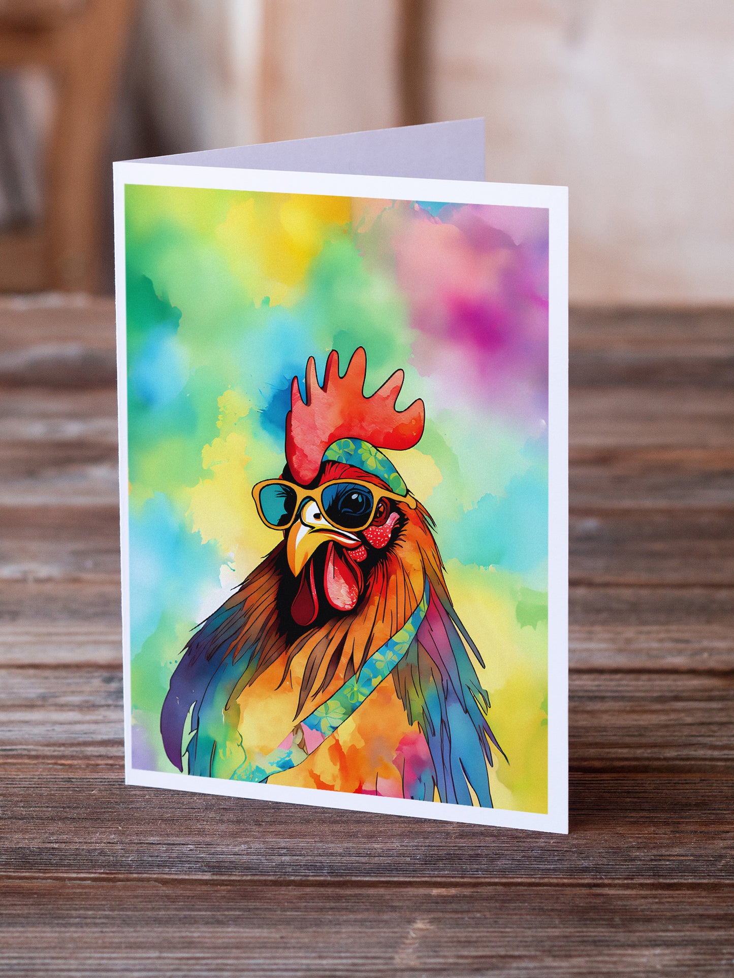 Hippie Animal Rooster Greeting Cards Pack of 8