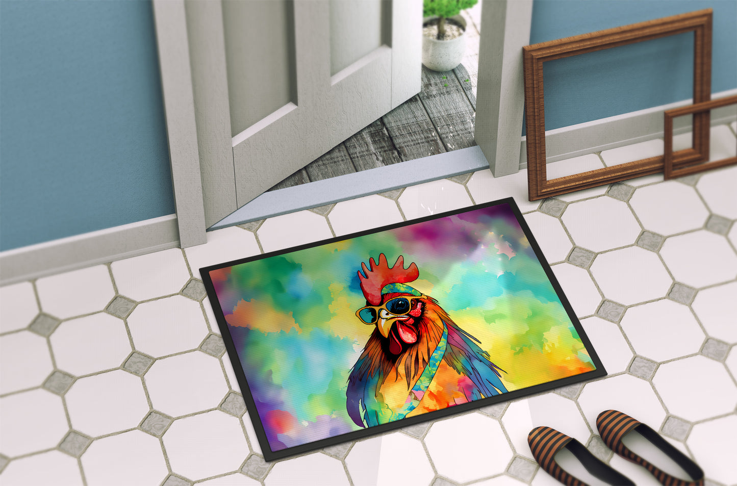 Hippie Animal Rooster Doormat