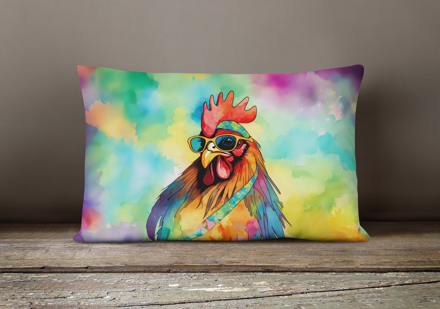 Hippie Animal Rooster Throw Pillow