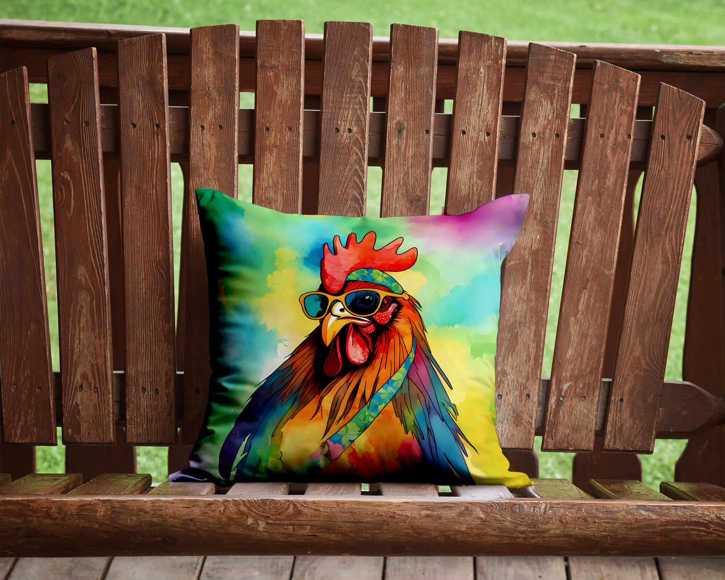 Hippie Animal Rooster Throw Pillow