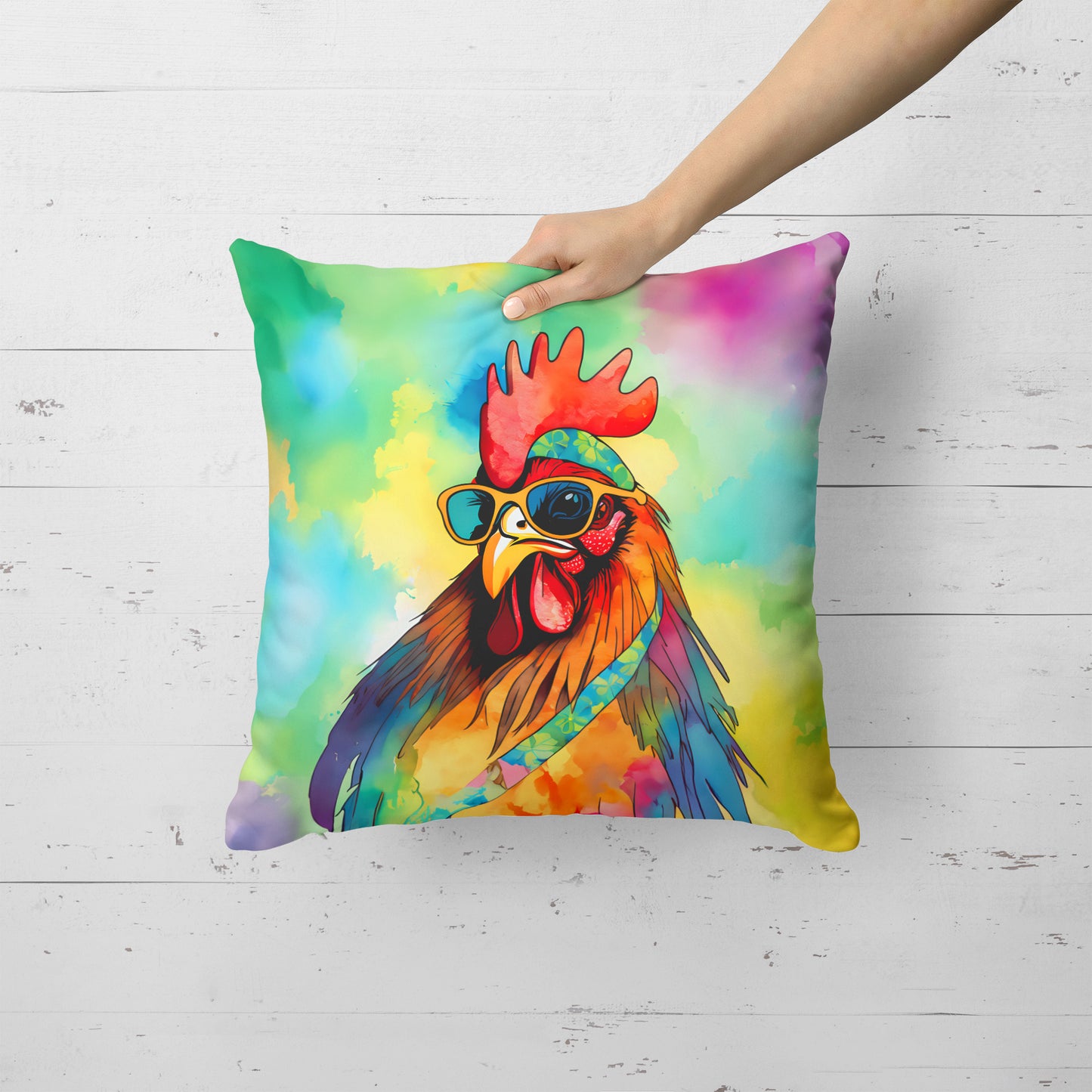 Hippie Animal Rooster Throw Pillow