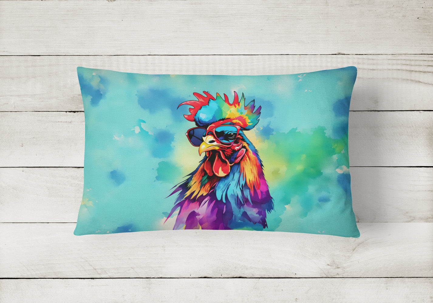 Hippie Animal Rooster Throw Pillow