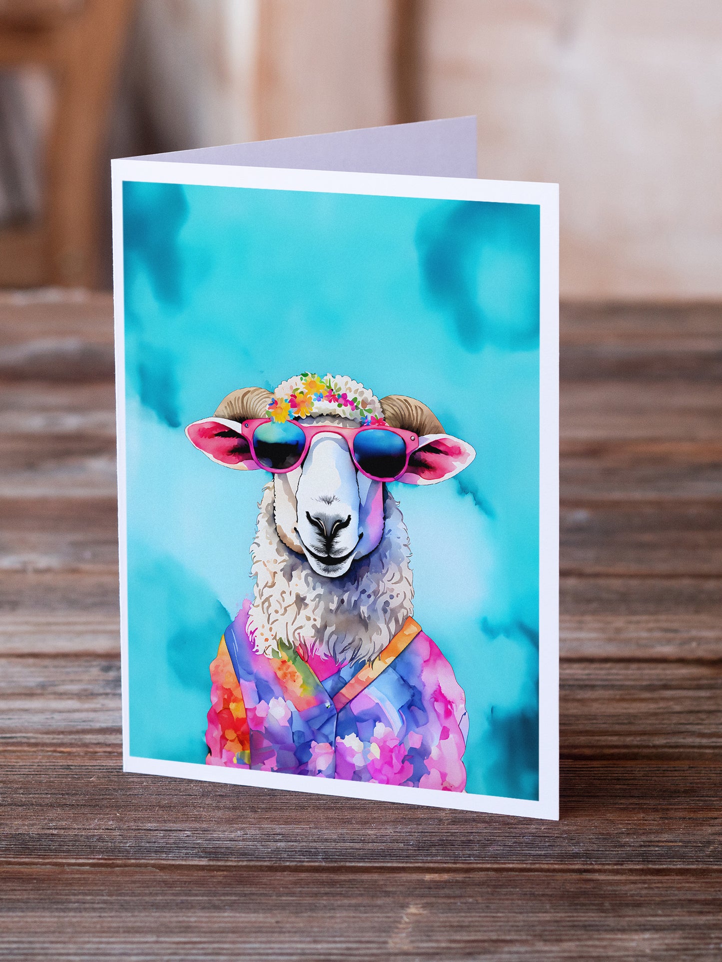 Hippie Animal Sheep Greeting Cards Pack of 8