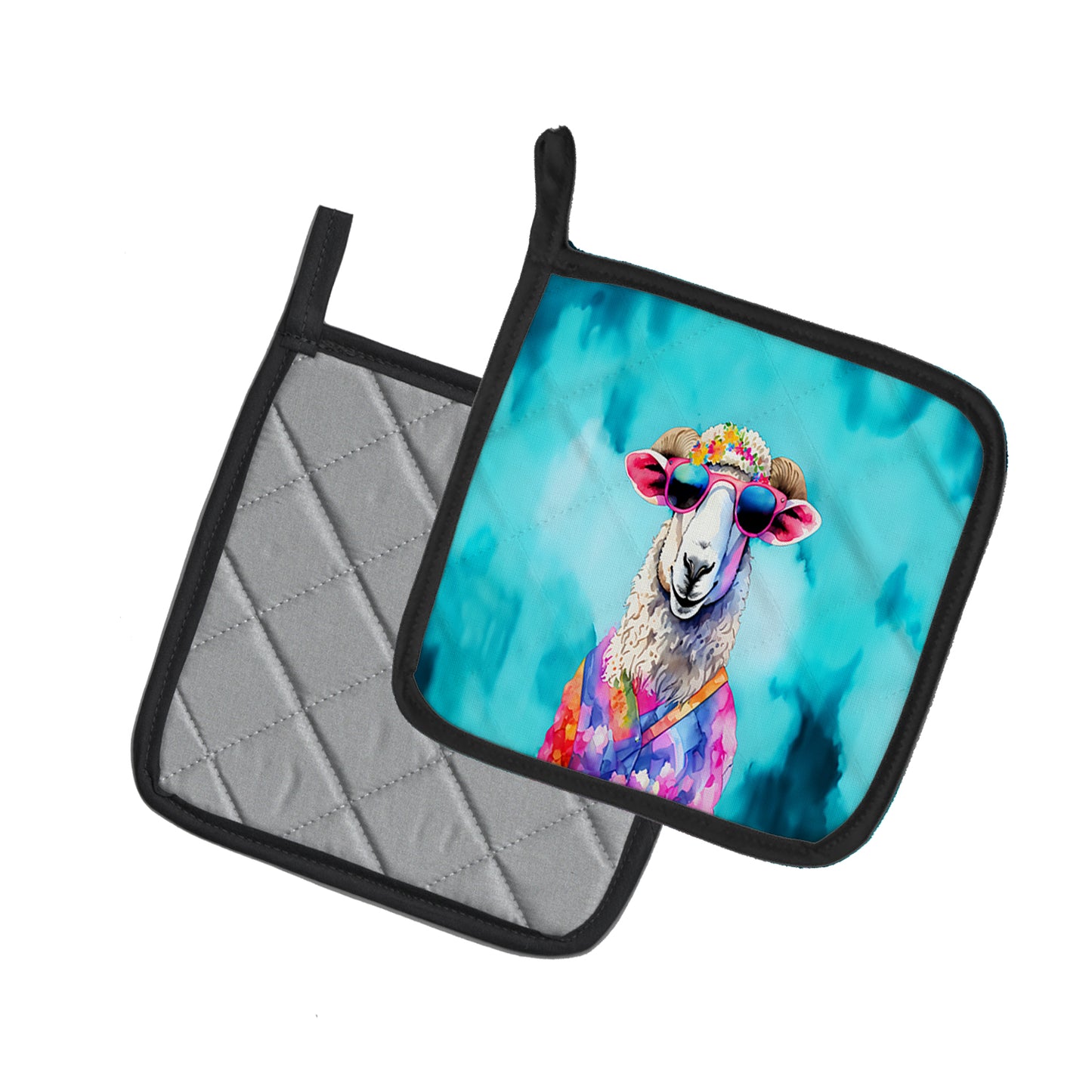 Hippie Animal Sheep Pair of Pot Holders