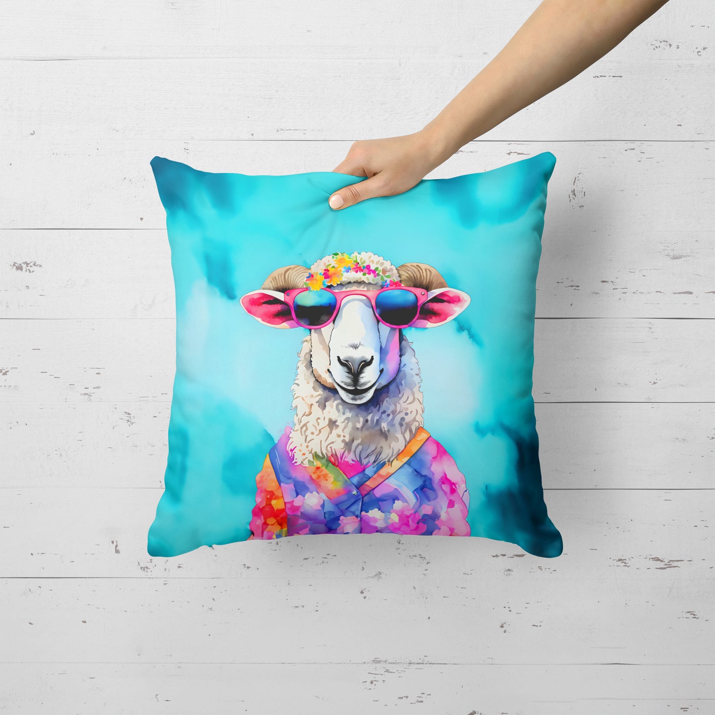 Hippie Animal Sheep Throw Pillow