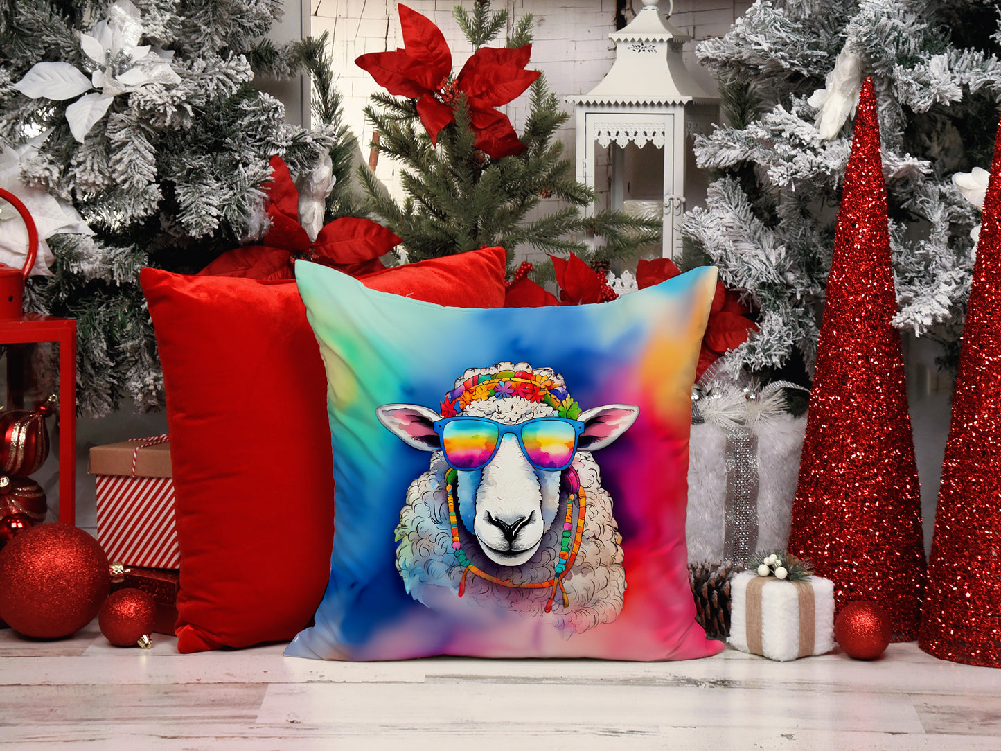 Hippie Animal Sheep Throw Pillow