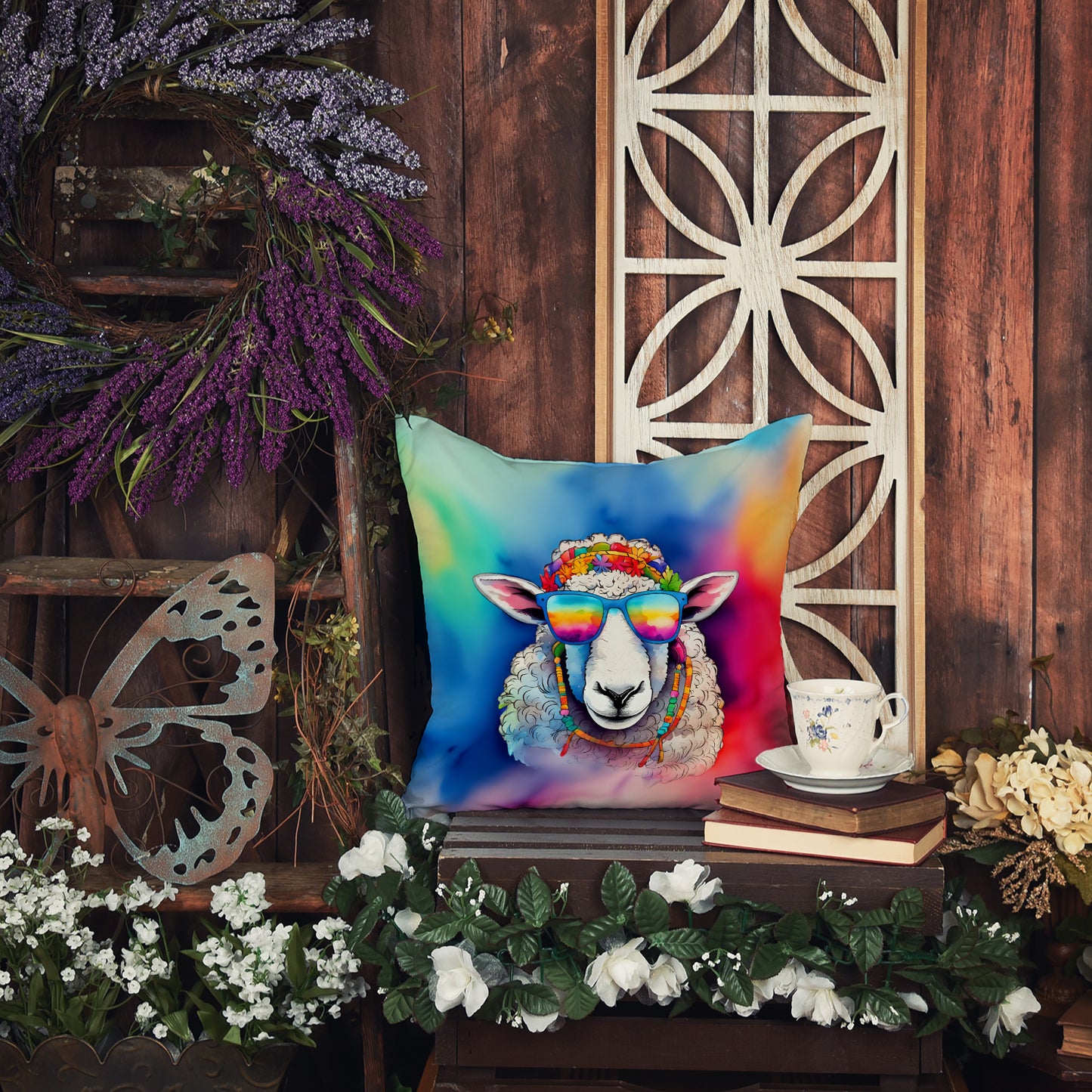 Hippie Animal Sheep Throw Pillow