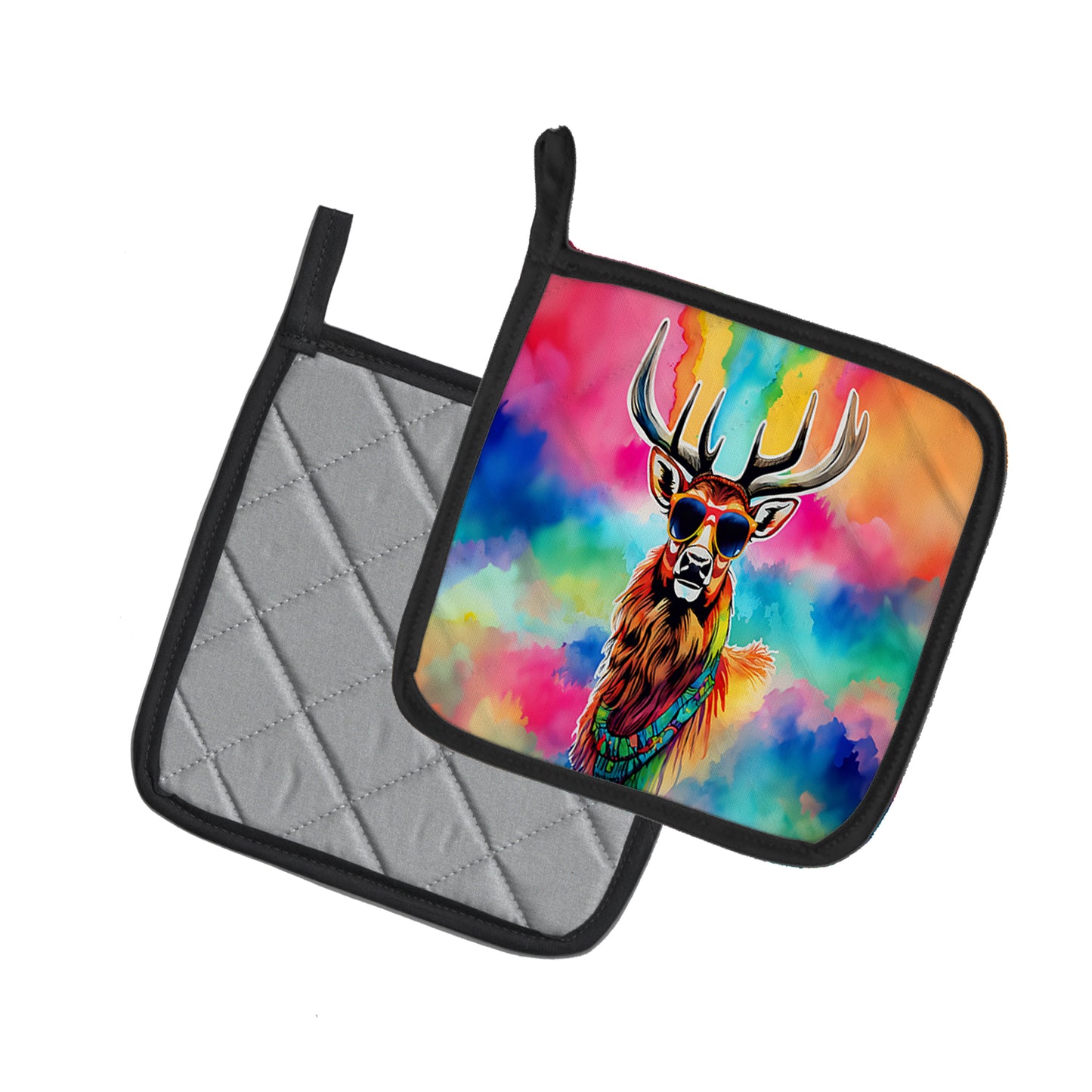 Hippie Animal Stag Deer Pair of Pot Holders