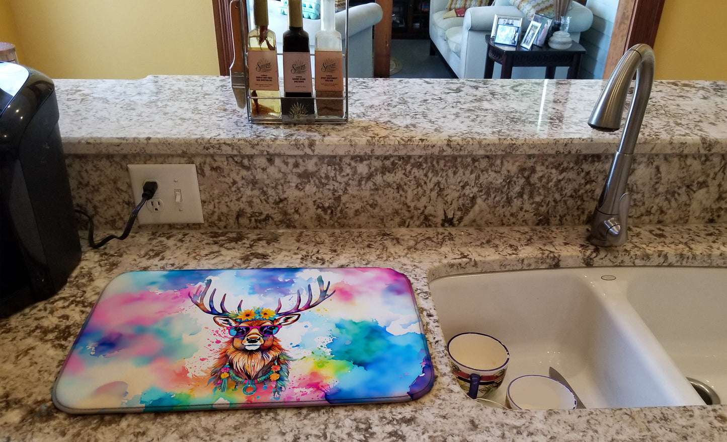 Hippie Animal Stag Deer Dish Drying Mat