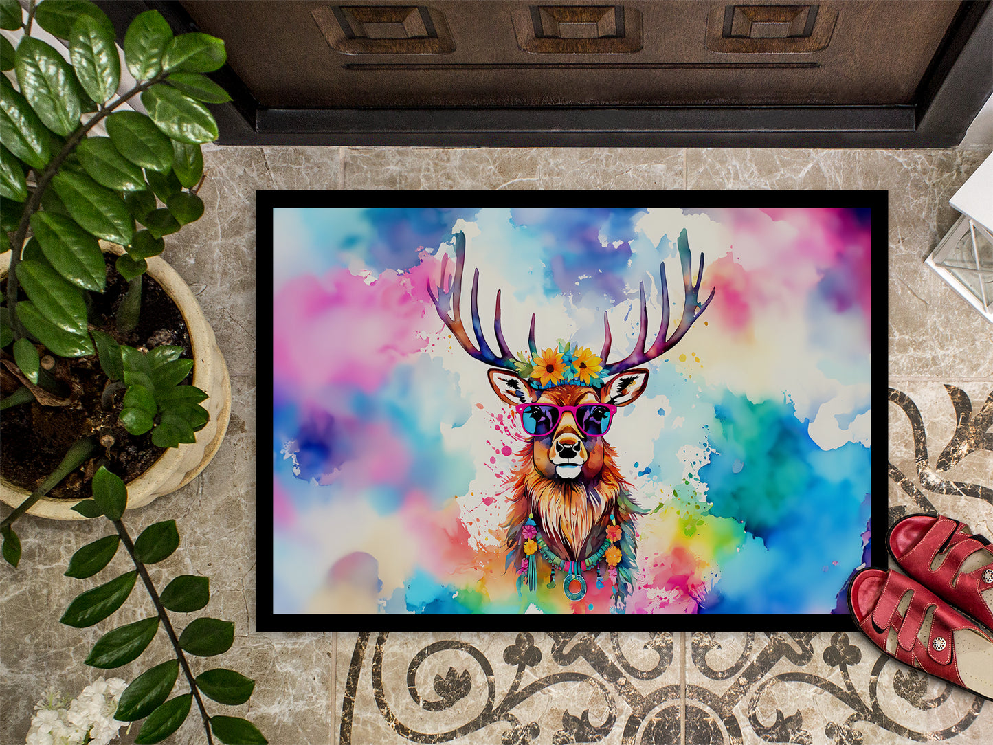 Hippie Animal Stag Deer Doormat