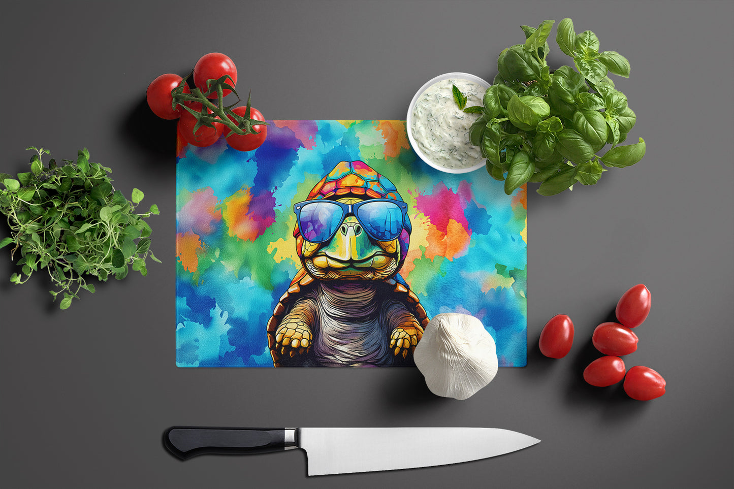 Hippie Animal Tortoise Turtle Glass Cutting Board