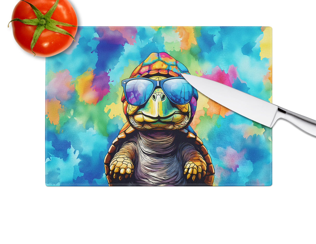 Hippie Animal Tortoise Turtle Glass Cutting Board