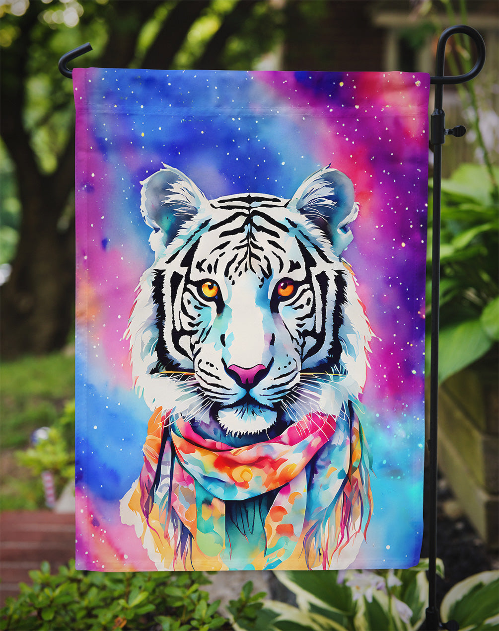 Hippie Animal White Tiger Garden Flag