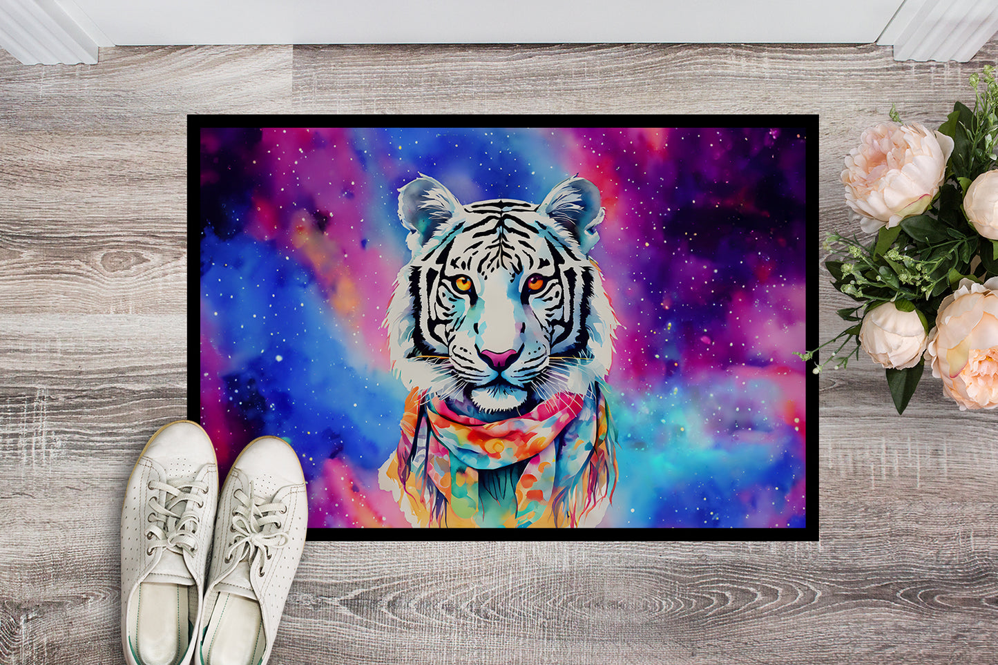 Hippie Animal White Tiger Doormat