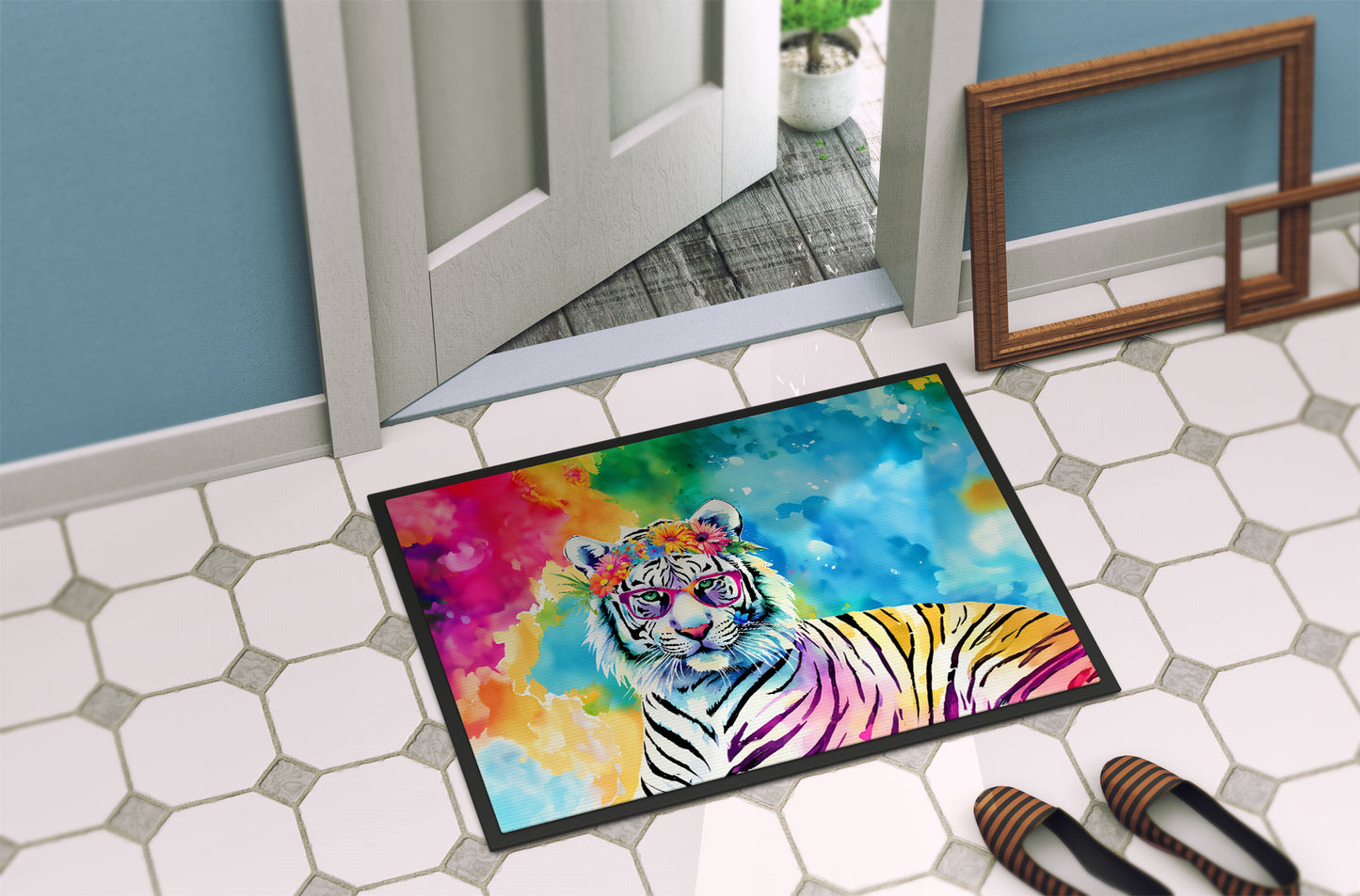 Hippie Animal White Tiger Doormat