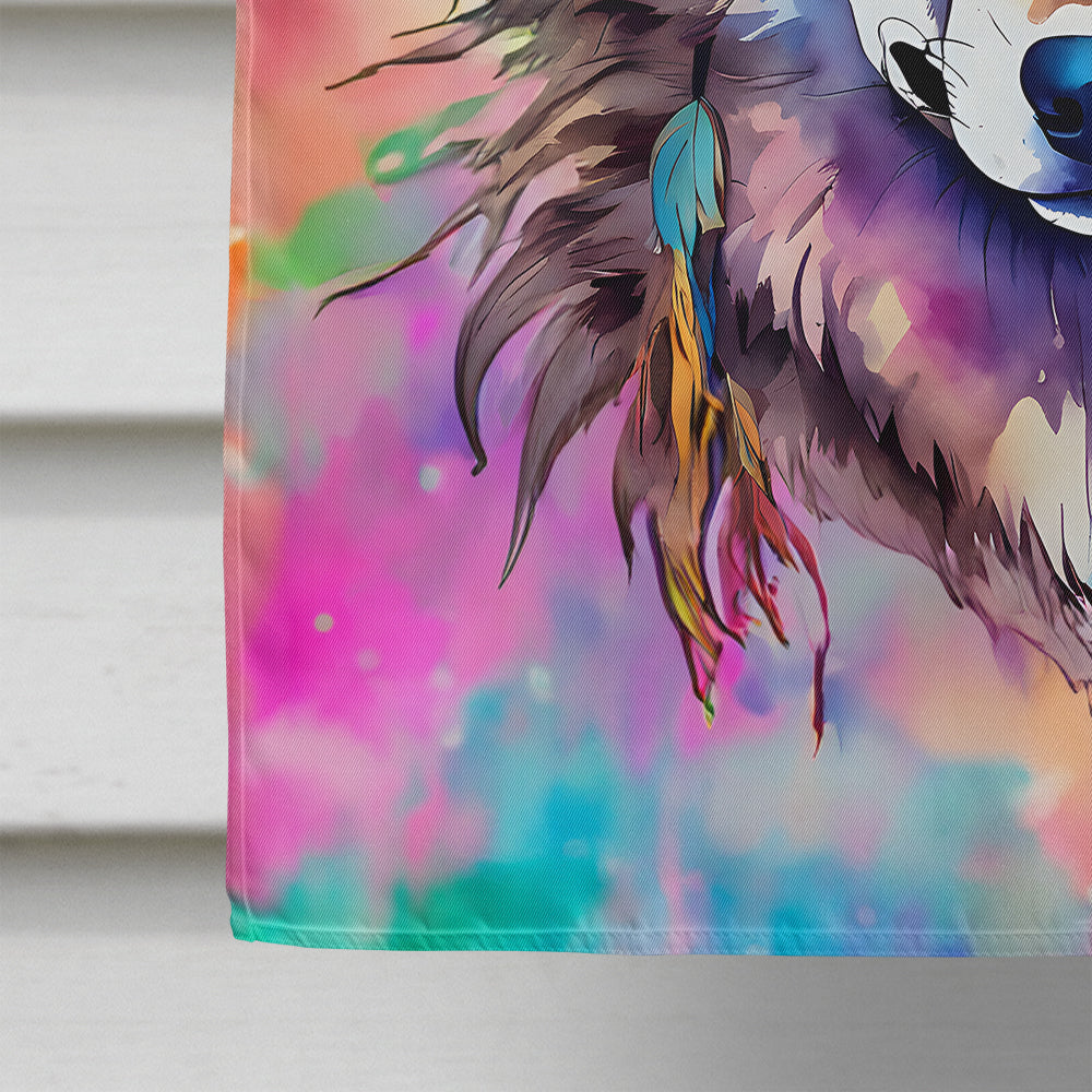 Hippie Animal Wolf House Flag